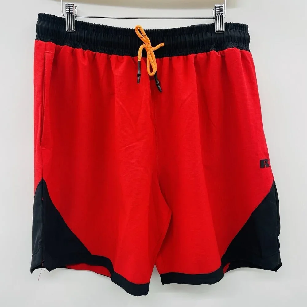 Russell Athletic Mens Size Large Ripstop Woven 8 Inch Basketball Short Red‎ 2712